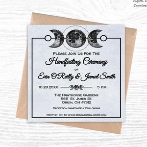 Handfasting Invitations Blue Pagan Wedding Personalized Invites Blue Roses Floral Wicca Wiccan Wedding Custom Invitations