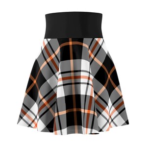 Halloween Plaid Chic Orange and Black Witch Skirt Witchy Gift Wicca Women's Skater Skirt