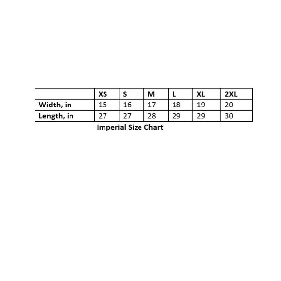 Ideal Racerback Tank Size Chart