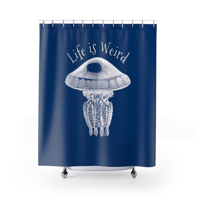 Quirky Jellyfish Life Is Weird Shower Curtains Bathroom Decor Etsy