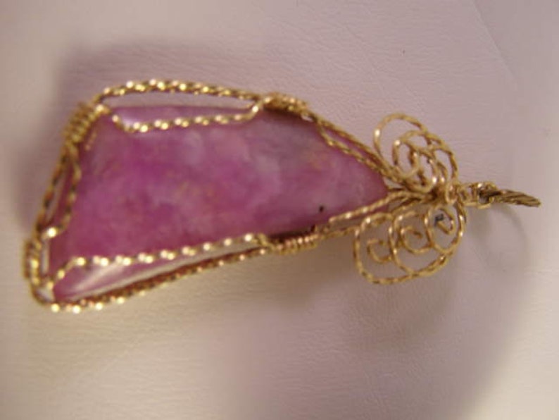 # GFP-001 Sugilite Cabochon Gold Filled Wrap Pendant 56mm Long 31.0cts