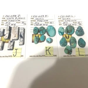 TURQUOISE White Buffalo #Css-058 J or US Mix #Css-059 K or US Mix #Css-060 L  Free Form Cabochons Choice of lot: