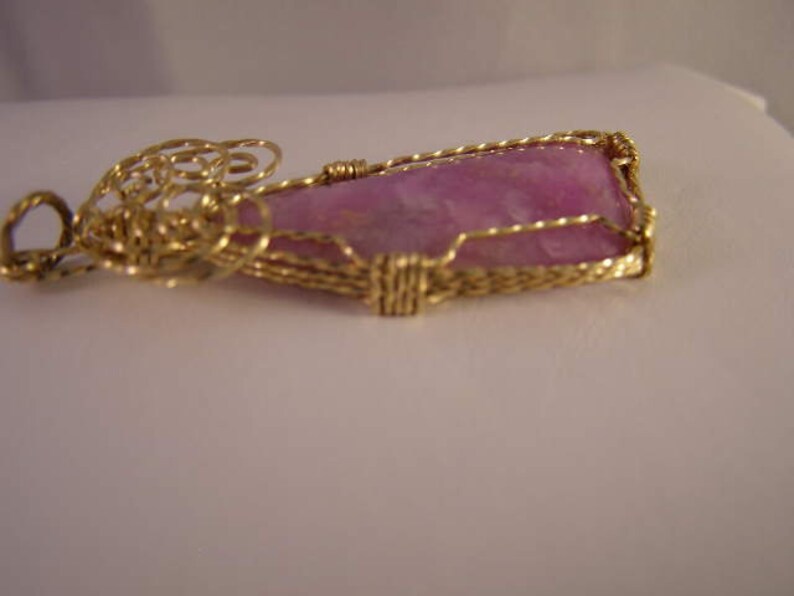 # GFP-001 Sugilite Cabochon Gold Filled Wrap Pendant 56mm Long 31.0cts