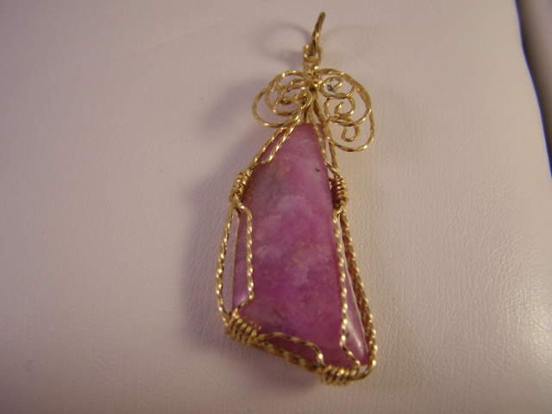 # GFP-001 Sugilite Cabochon Gold Filled Wrap Pendant 56mm Long 31.0cts