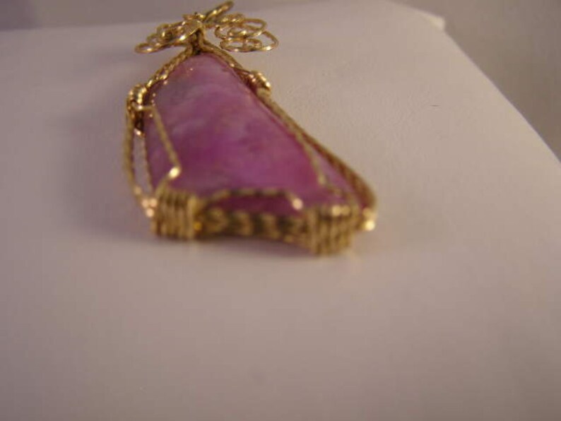 # GFP-001 Sugilite Cabochon Gold Filled Wrap Pendant 56mm Long 31.0cts