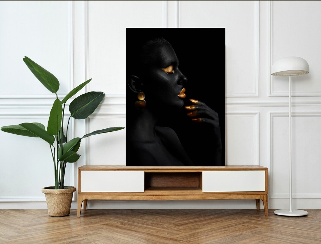 Black Woman Wall Art Woman Silhouette Canvas Print Gift for Etsy