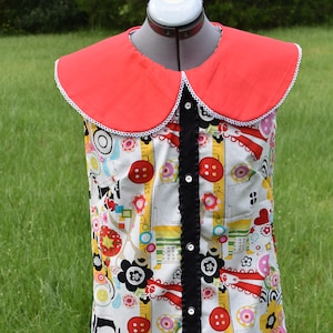 Handmade Vintage Inspired 1960s Bold Pattern Mod Mini Shift dress with Peter Pan Collar-  size 8.