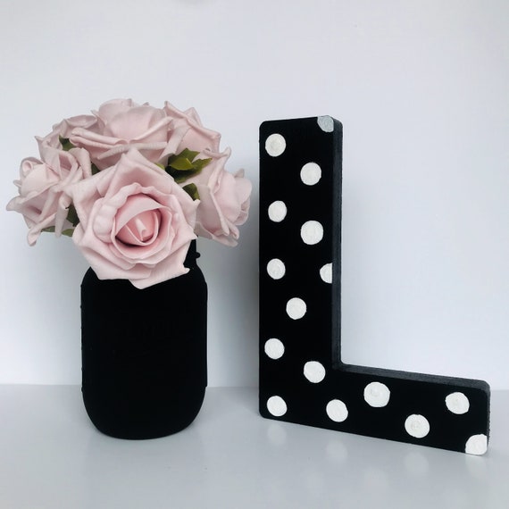 Polka Dot Freestanding Wooden Letter Large Custom Letter Etsy
