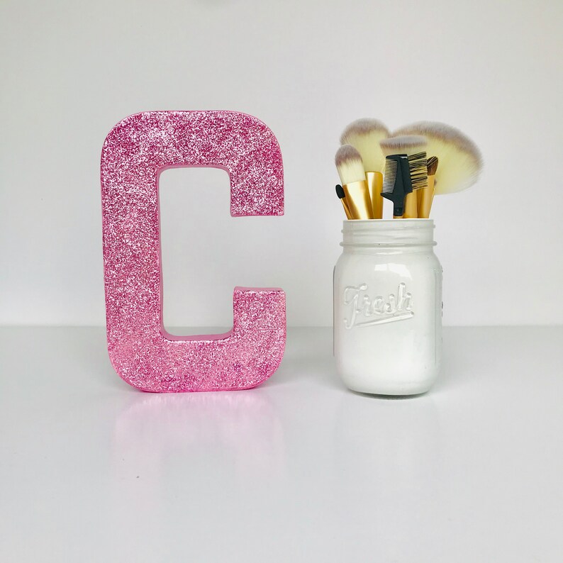 Pink Glitter Letter Freestanding Letters Paper Mache Etsy UK