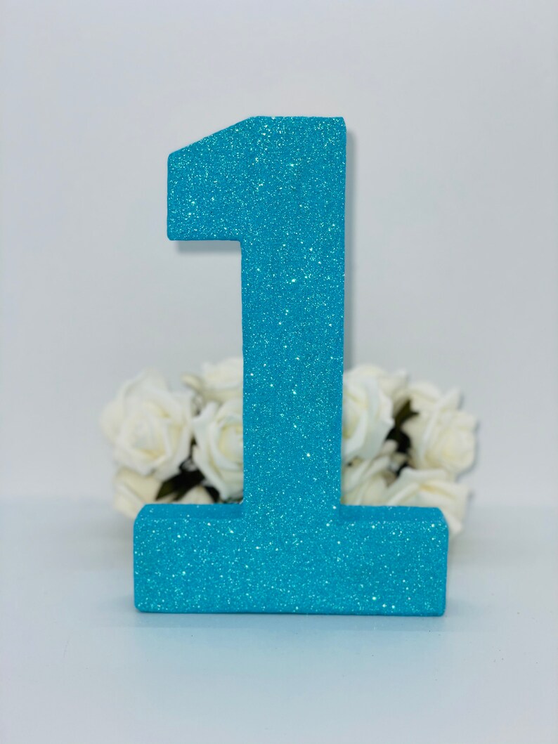 Blue Glitter Number 1 Glitter Number One Freestanding | Etsy