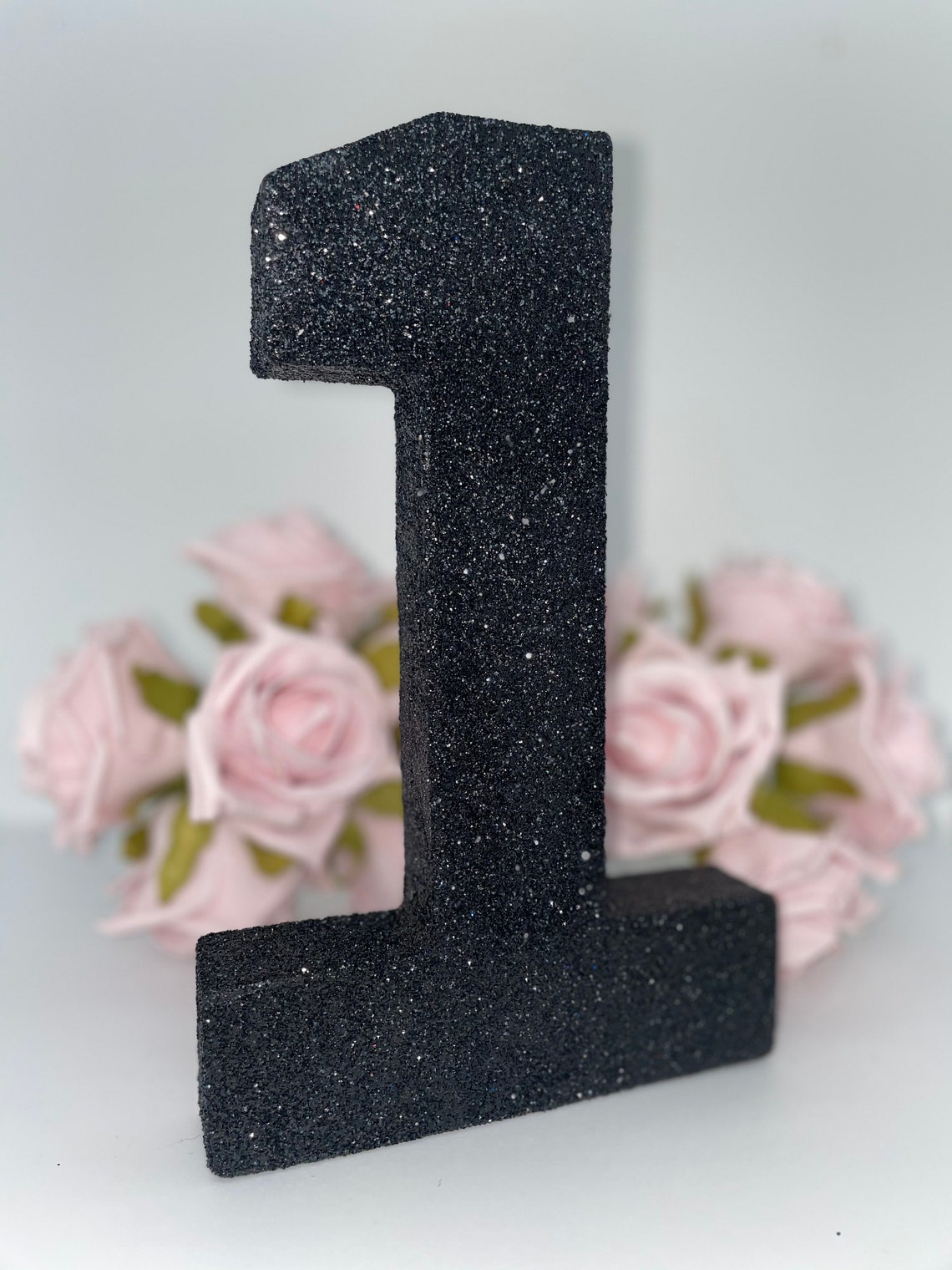 Black Glitter Number 1 Glitter Number one Freestanding | Etsy