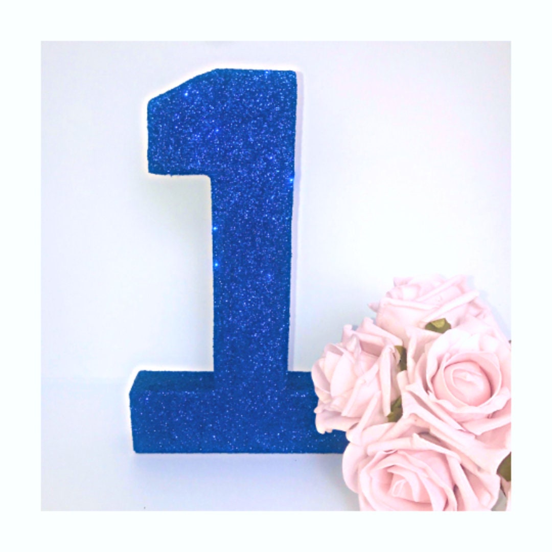 Navy Blue Glitter Number 1 Glitter Number One Freestanding - Etsy