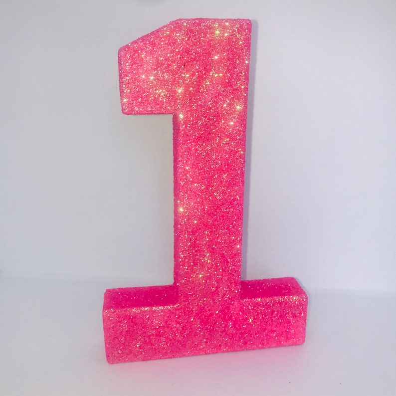 White Glitter Number 1 Glitter Number one Freestanding | Etsy
