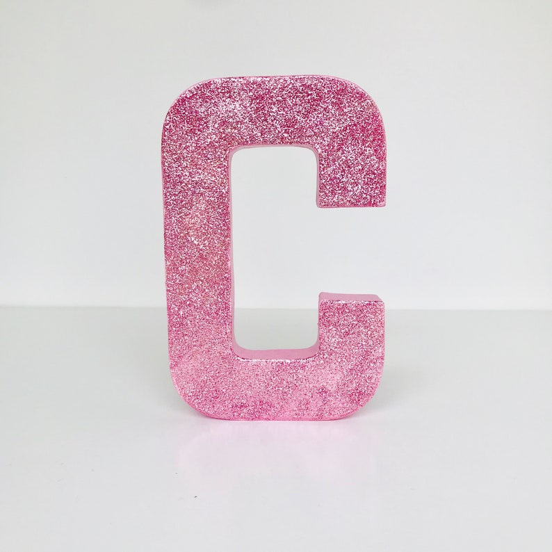 Pink Glitter Letter Freestanding Letters Paper Mache Etsy UK