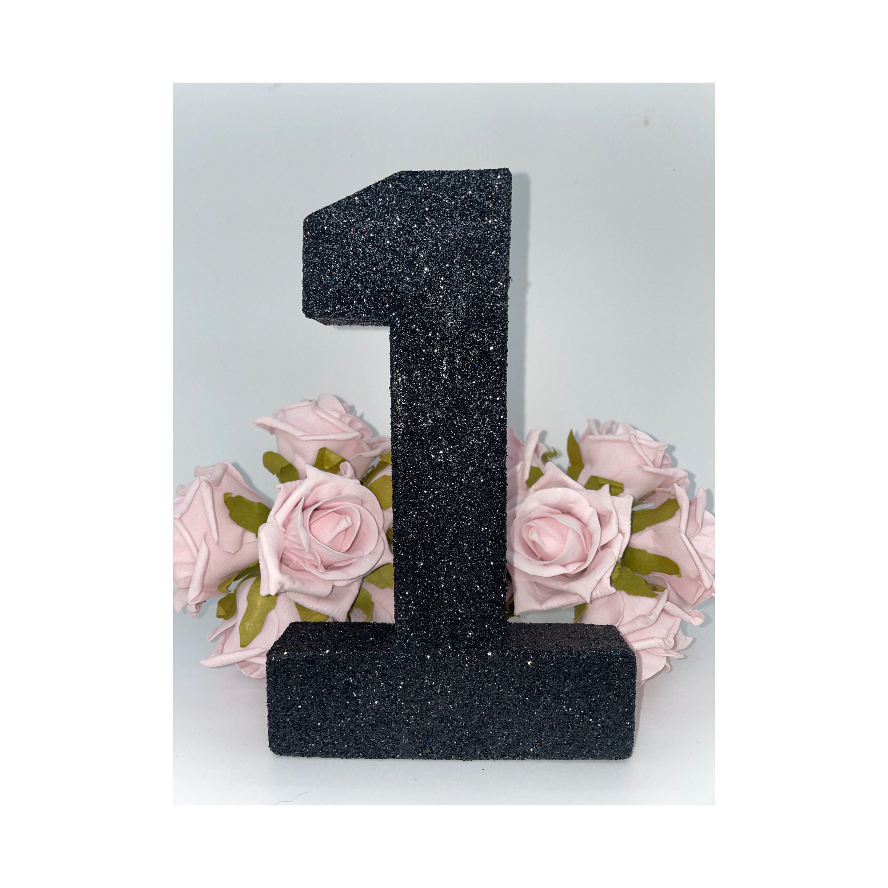 Black Glitter Number 1 Glitter Number one Freestanding | Etsy