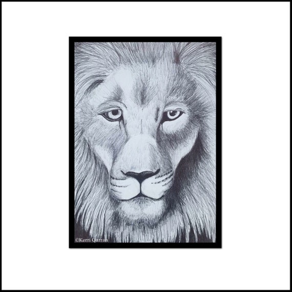 Leone Parete Arte Disegno Di Leone Bianco E Nero Leone Poster Illustrazione Di Leone Di Penna Grande Gatto Tema Arredamento Stampa Artistica