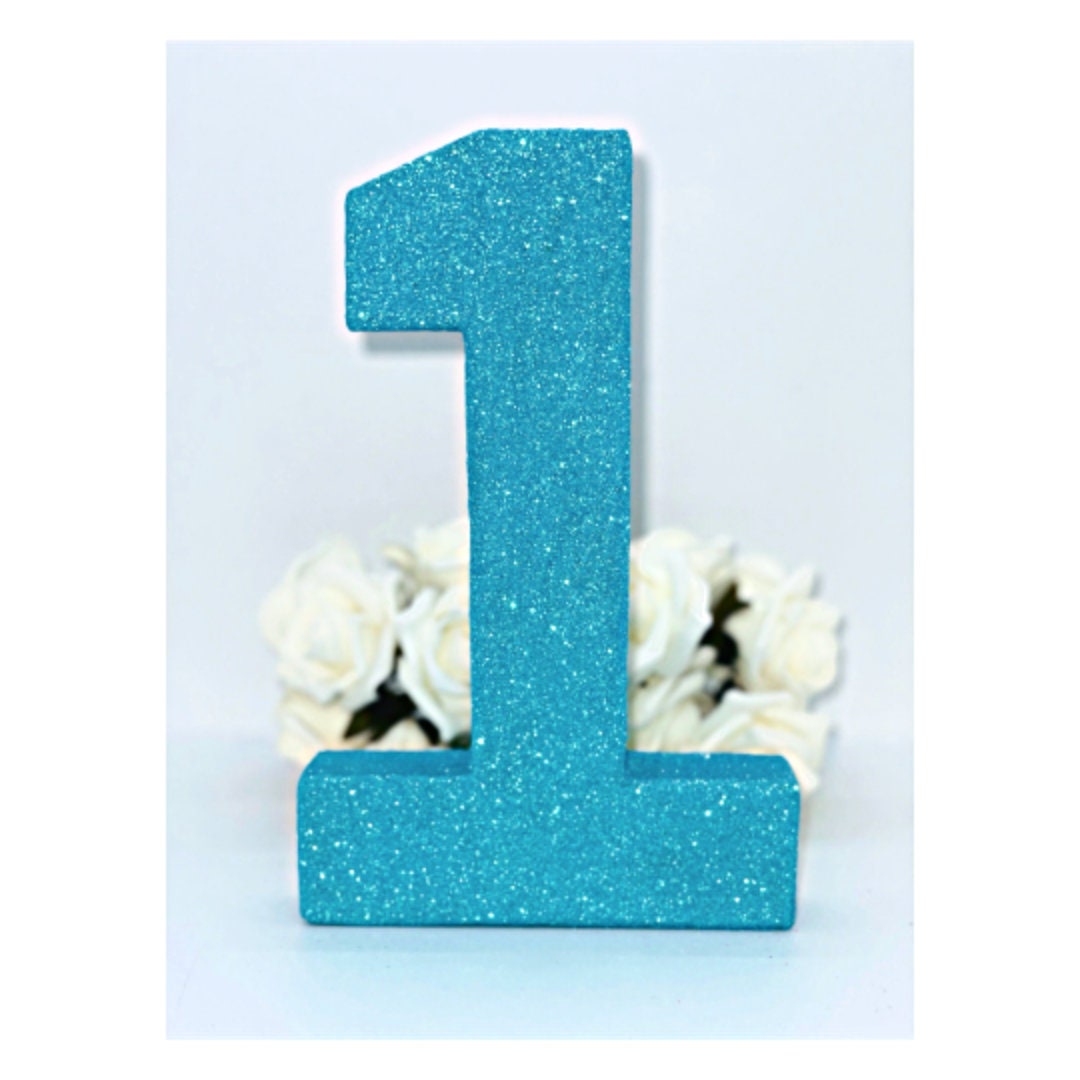Blue Glitter Number 1 Glitter Number One Freestanding - Etsy