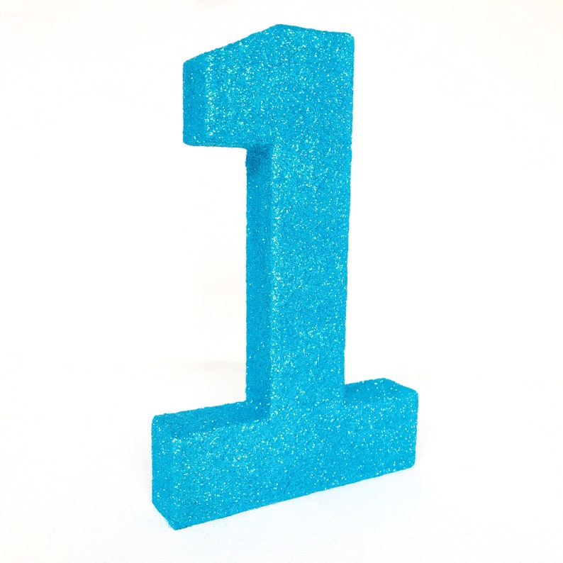Blue Glitter Number 1 Glitter Number one Freestanding | Etsy