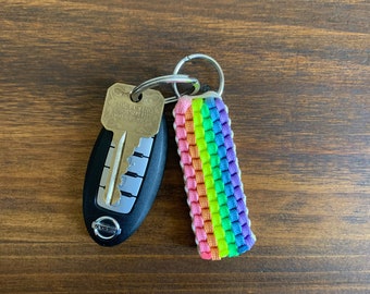 4-String Mini Pastel Rainbow Brick Paracord Keychain - Pride Month - LGBTQ - Orlando Strong - Pride Keychain - Gay Pride - Stocking Stuffers