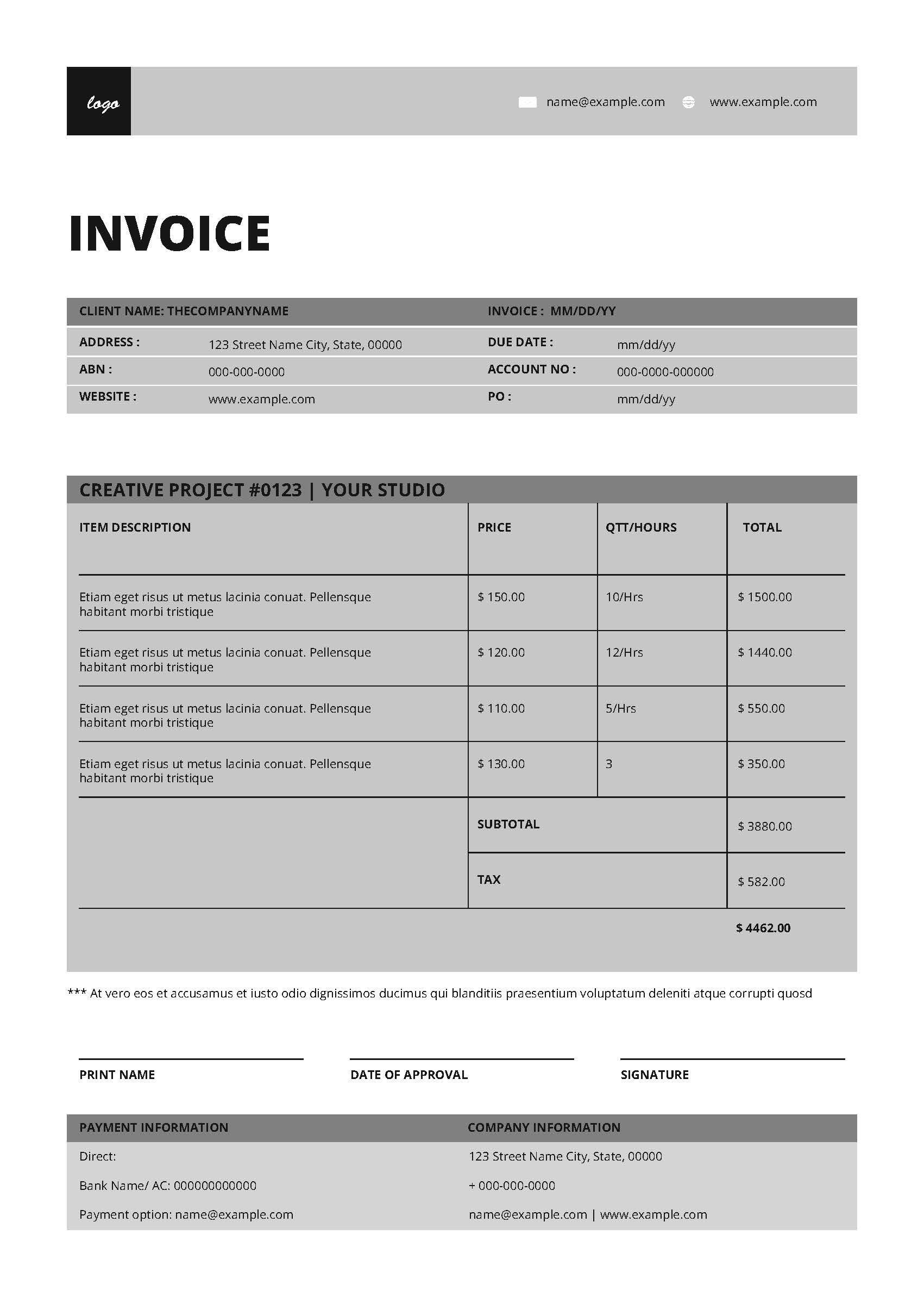 3 printable invoice templates etsy