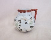 Antique Chinese Small Pitcher Enamel Flower Garden Butterfly Marked