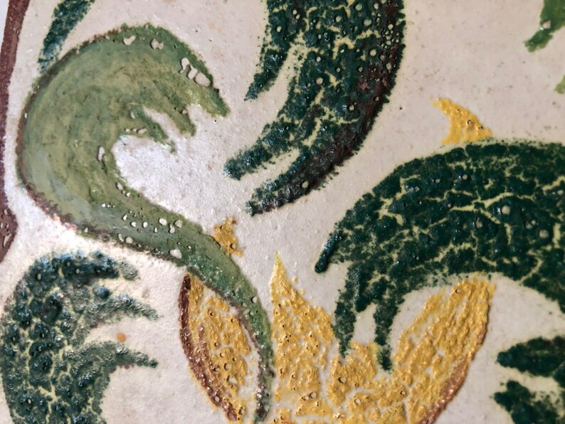 Mid Century 1950/'s Original Artist Signed Majolica Tile w Technique Notes 5 12