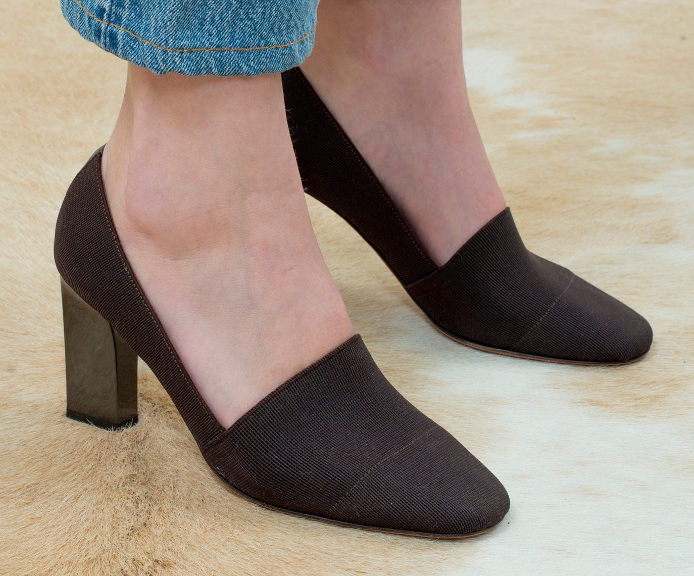 Brown Elastic Pumps 7 37 80s Jean 