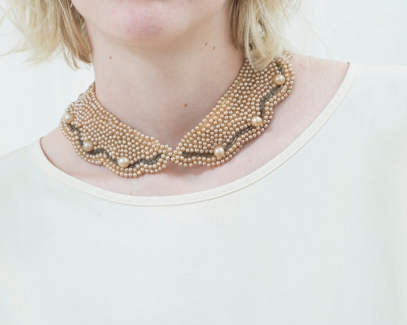 50s detachable beaded collar | vintage 1950s faux… - image 1