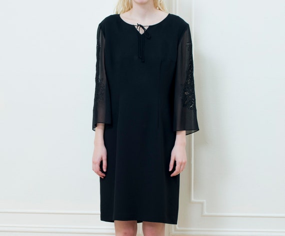 black sheer midi dress