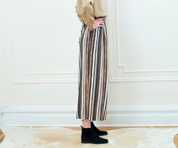 80s brown striped wide leg pants medium | southwe… - image 4