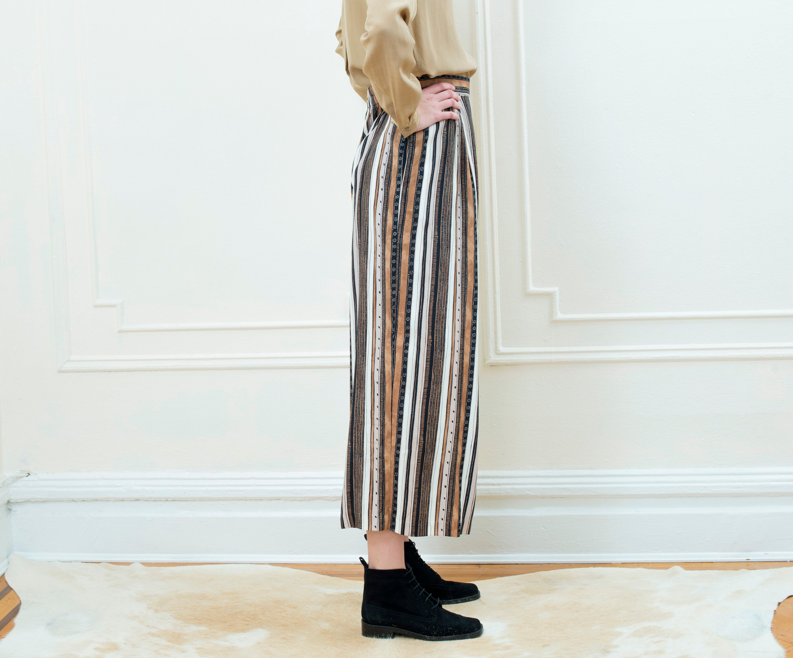 80s Brown Striped Wide Leg Pants Medium Southwestern Stripe - Etsy