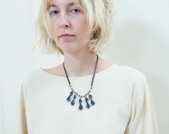 90s southwestern blue stone collar bib necklace