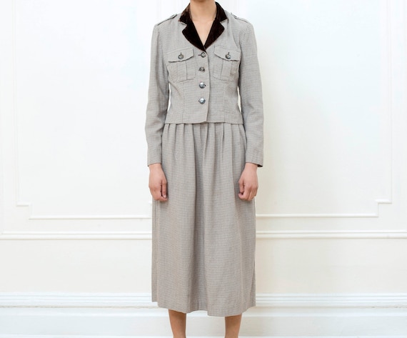 70s brown skirt suit