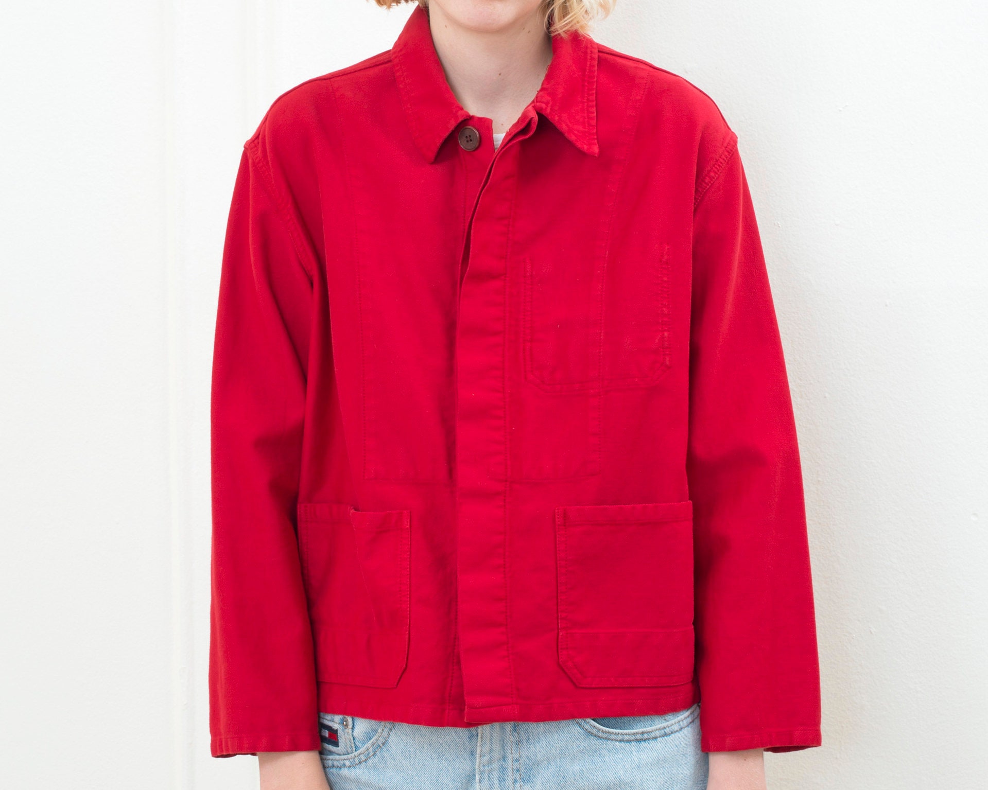 70s red chore jacket | Etsy