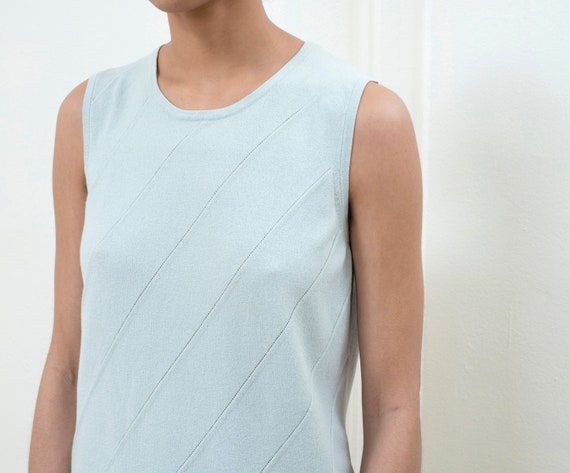 90s light blue knit tank top | pale dusty blue kn… - image 2