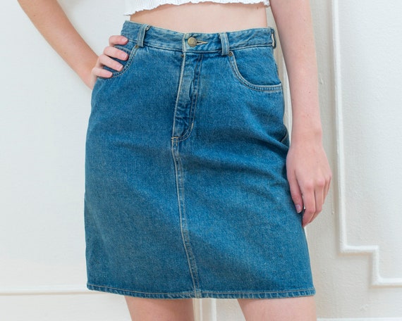 90s jean skirt | denim mini pencil skirt small | … - image 1