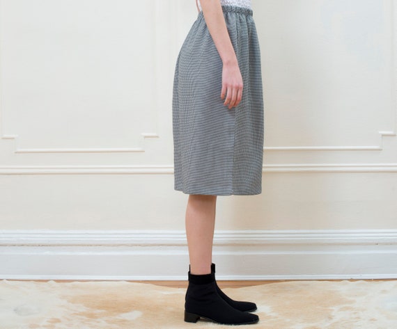 70s black check midi skirt - image 3