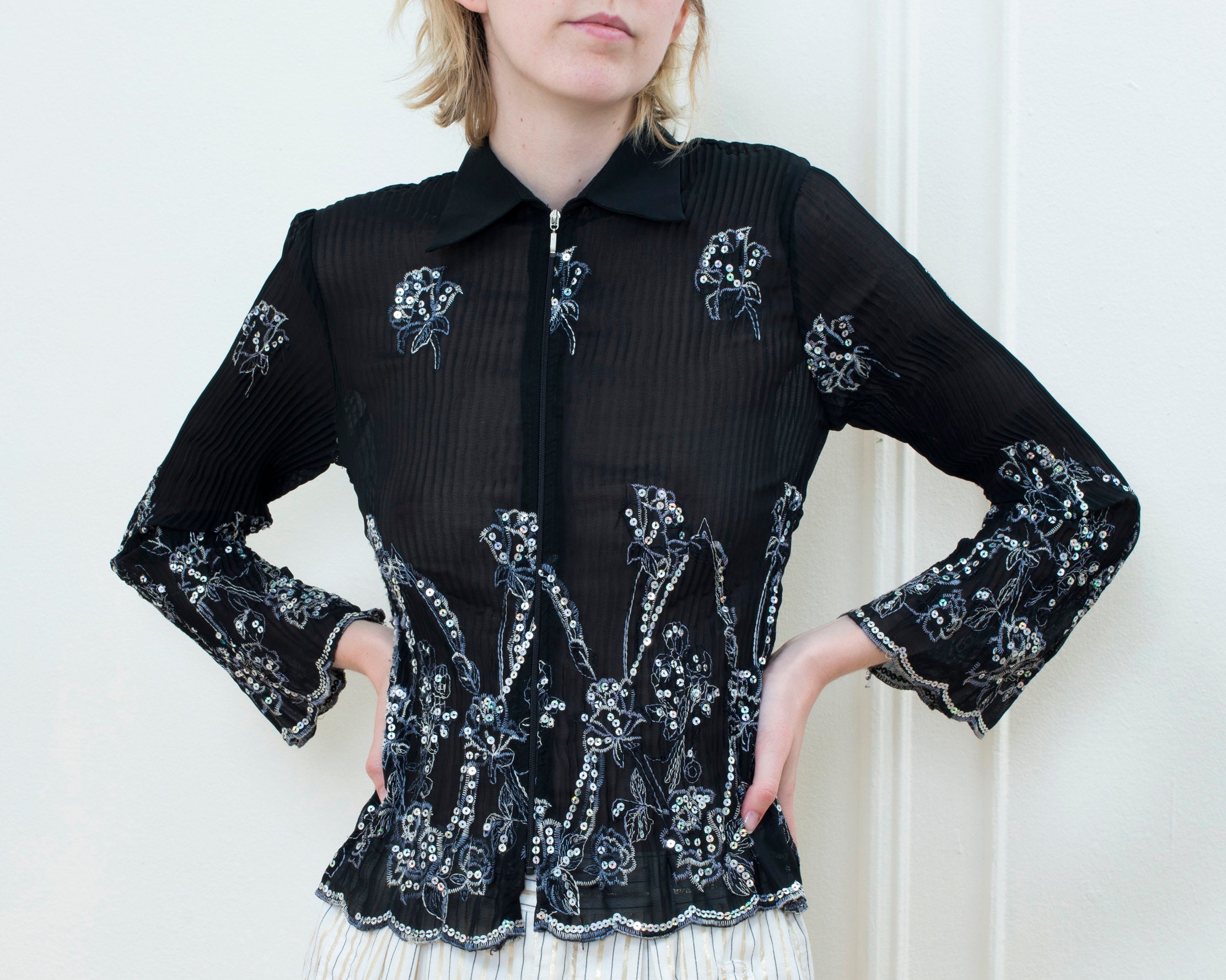 silver sequence blouse
