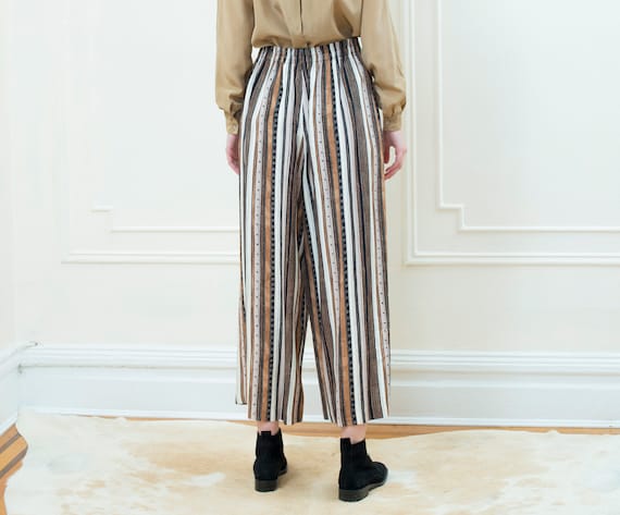80s brown striped wide leg pants medium | southwe… - image 5