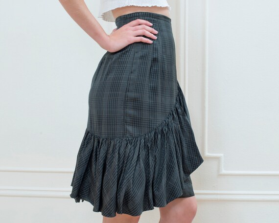 80s matsuda nicole skirt | green plaid ruffle ski… - image 3