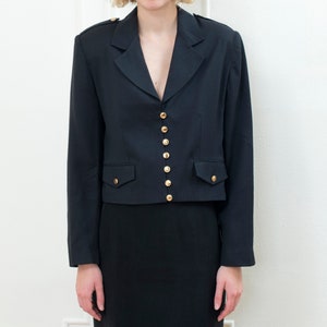 90s black cropped blazer military cropped jacket minimalist blazer minimal evening jacket image 1