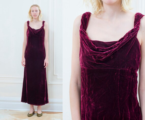 burgundy crushed velvet dress