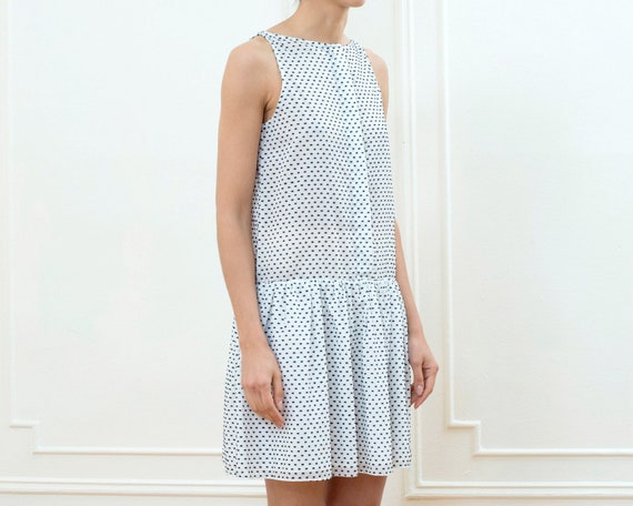 vintage white sheer swiss dot mini dress | boatne… - image 5