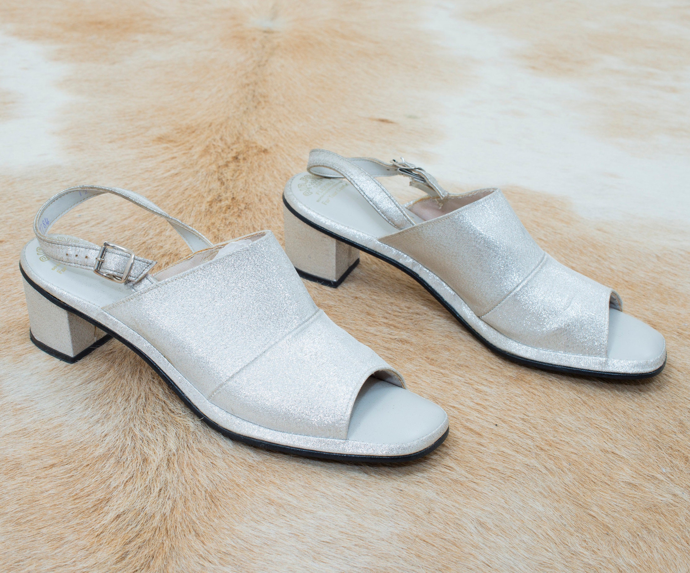 Vintage Silver Slingback Sandals 8 N 