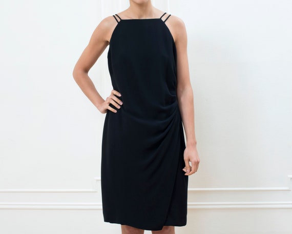 90s black slip dress | wrap mini dress | minimali… - image 7