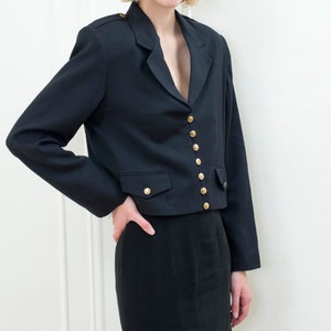 90s black cropped blazer military cropped jacket minimalist blazer minimal evening jacket image 2