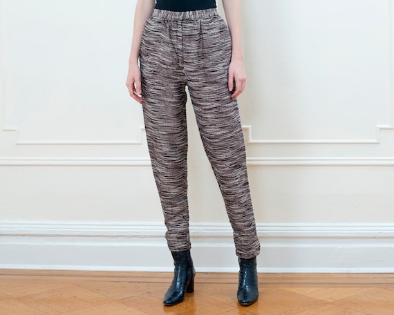 90s dark red pants 27 waist | abstract tweed high… - image 1