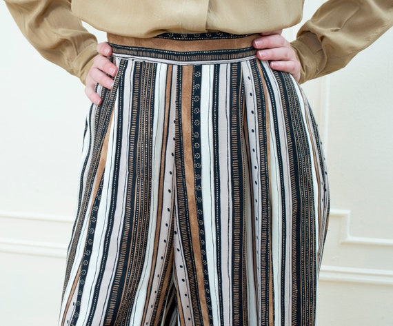 80s brown striped wide leg pants medium | southwe… - image 2