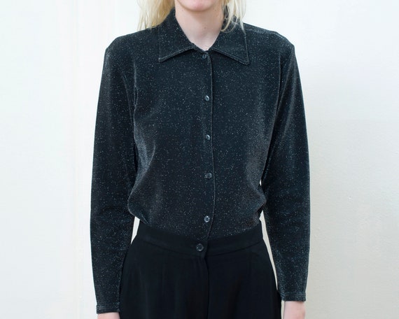 black sparkle shirt medium | metallic silver minim
