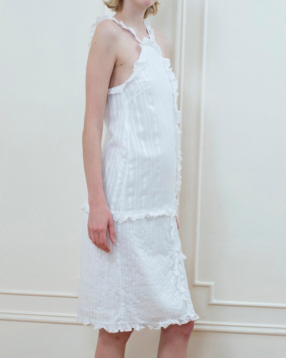 90s white dress | ruffle shift patchwork slip dre… - image 5